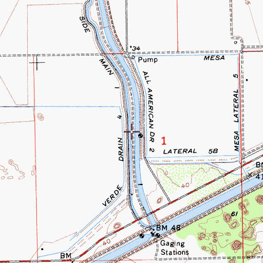 Topographic Map of All American Drain Two, CA