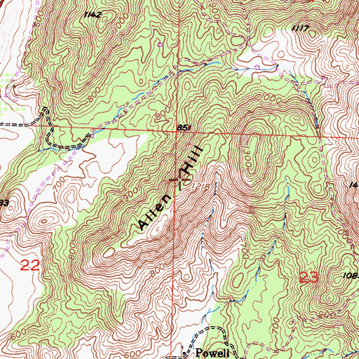 Topographic Map of Allen Hill, CA