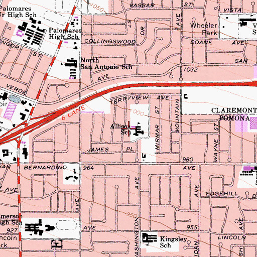 Topographic Map of Allison Elementary School, CA