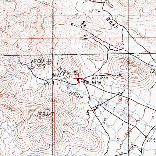 Topographic Map of Allured Mine, CA