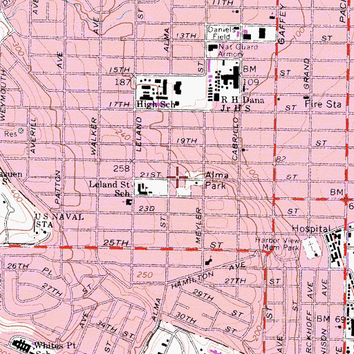Topographic Map of Alma Park, CA