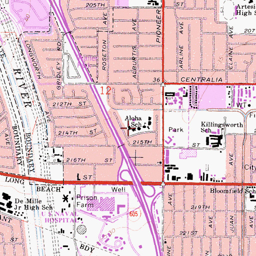Topographic Map of Aloha Health Medical Academy, CA