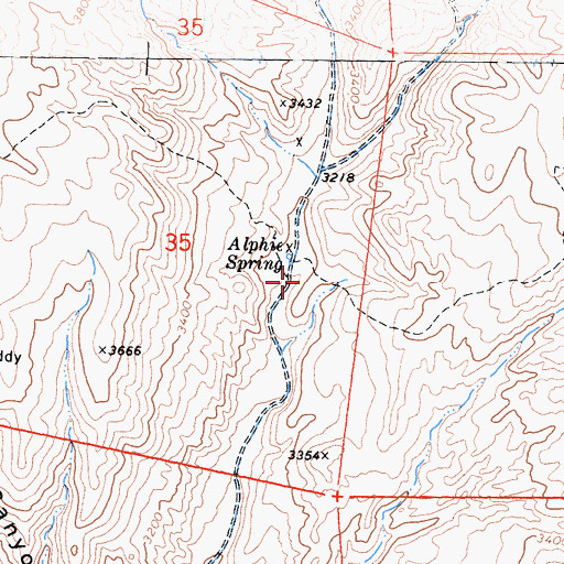 Topographic Map of Alphie Spring, CA