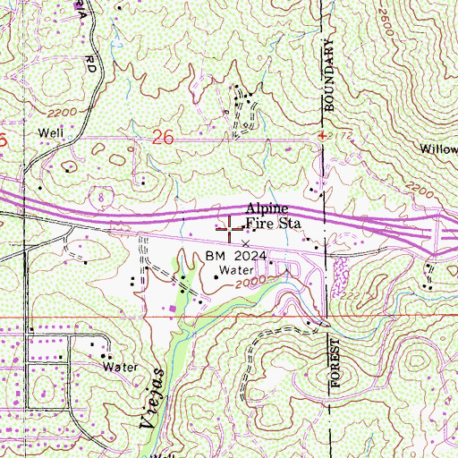 Topographic Map of US Alpine Ranger Station, CA