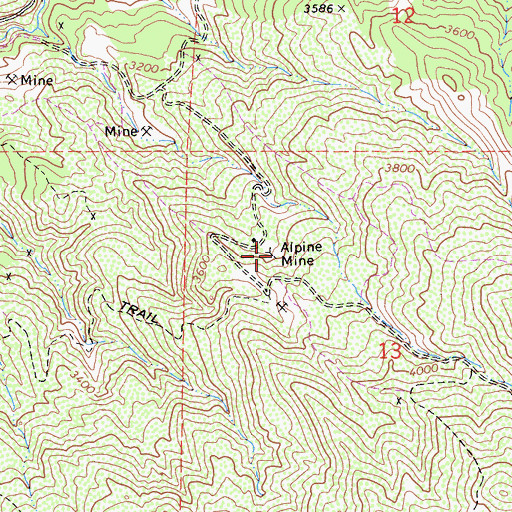 Topographic Map of Alpine Mine, CA