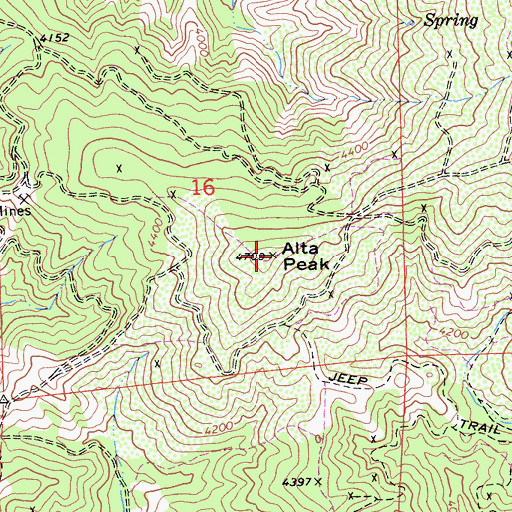 Topographic Map of Alta Peak, CA