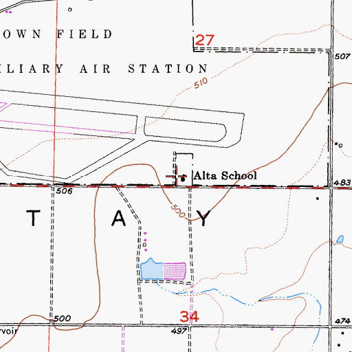 Topographic Map of Alta School, CA