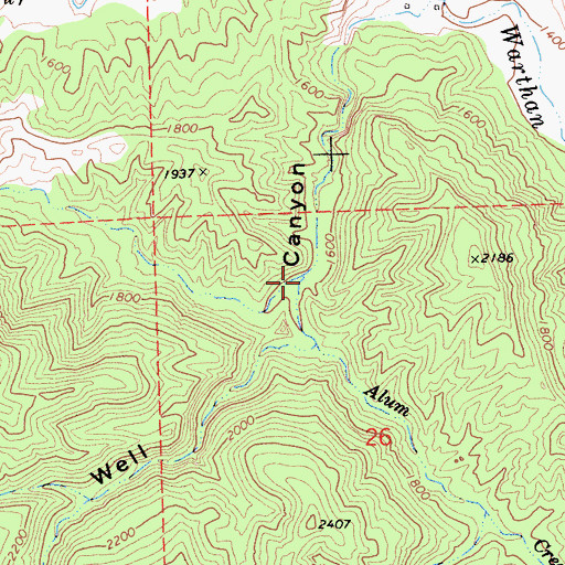 Topographic Map of Alum Creek, CA