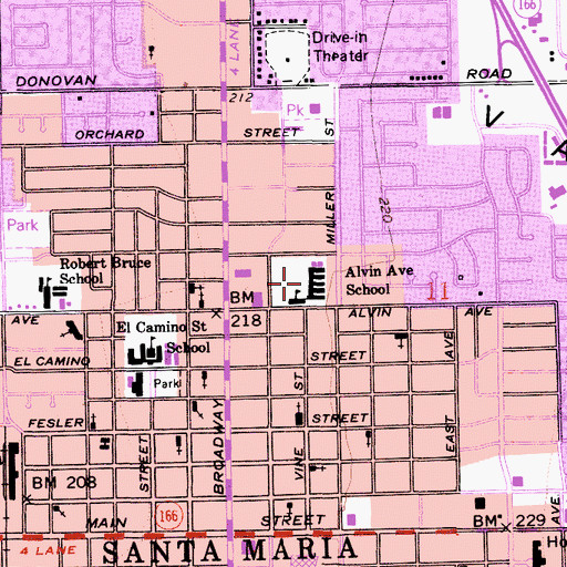 Topographic Map of Alvin Elementary School, CA