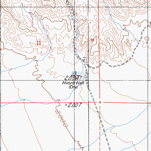 Topographic Map of Alvord Well, CA