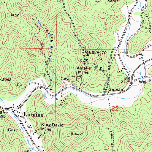 Topographic Map of Amalie Mine, CA