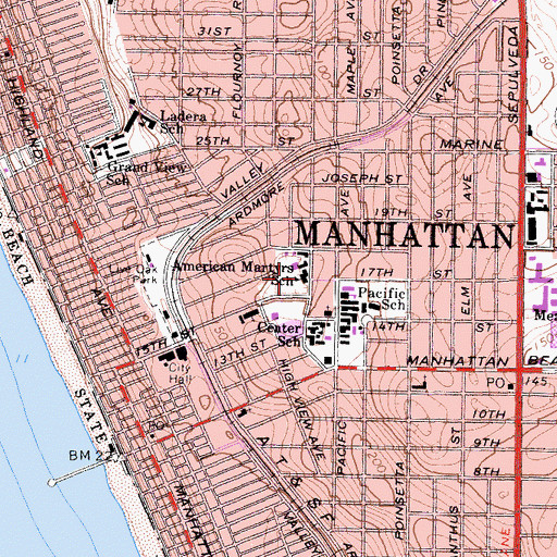 Topographic Map of American Martyrs School, CA