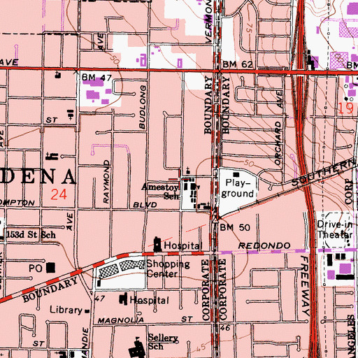 Topographic Map of Amestoy Elementary School, CA