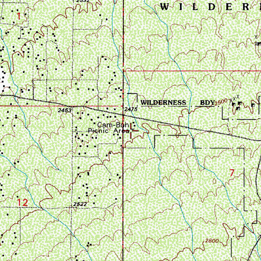 Topographic Map of Cam-Boh Picnic Area, AZ