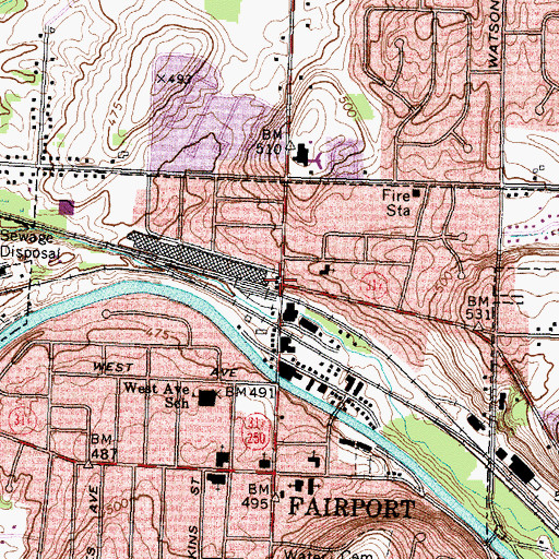 Topographic Map of North Side Fire Station (historical), NY