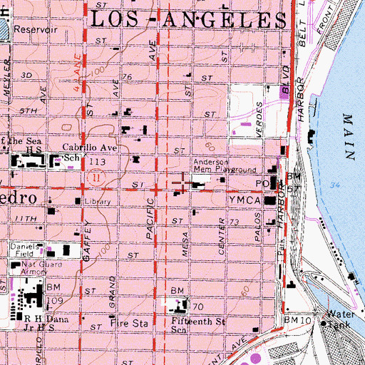 Topographic Map of Anderson Memorial Playground, CA