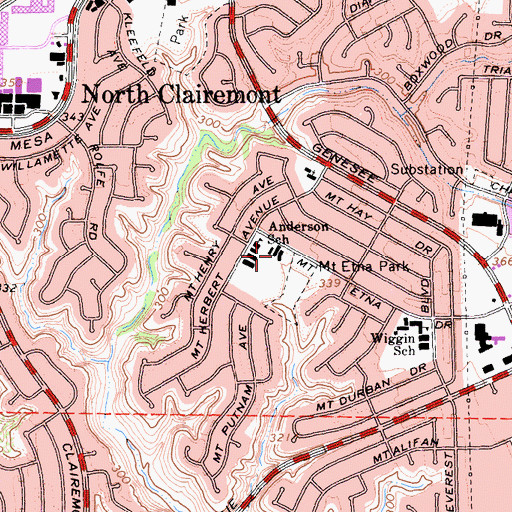 Topographic Map of Anderson School, CA