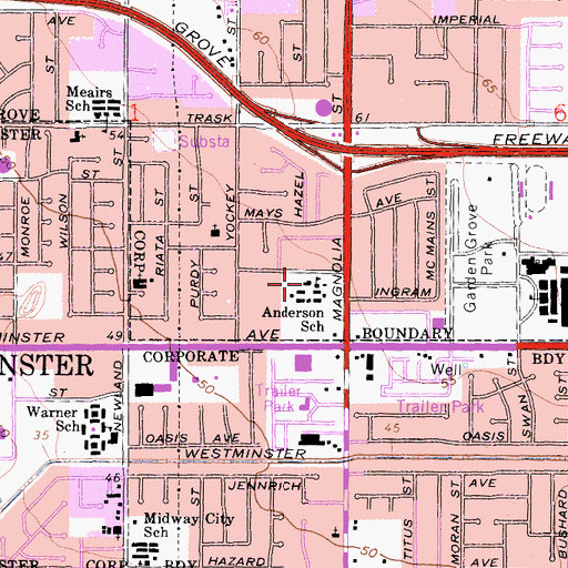 Topographic Map of Anderson Elementary School, CA
