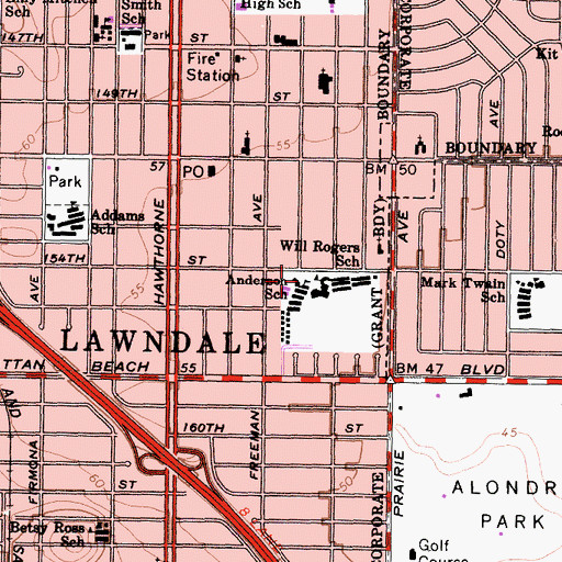 Topographic Map of William Anderson Elementary School, CA