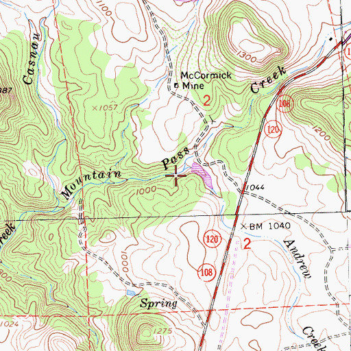 Topographic Map of Andrew Creek, CA