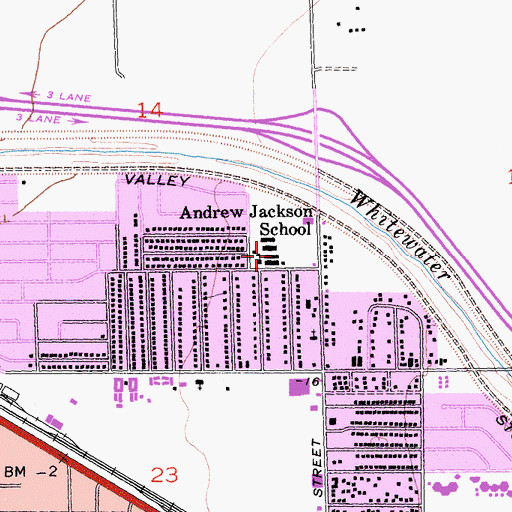 Topographic Map of Andrew Jackson Elementary School, CA