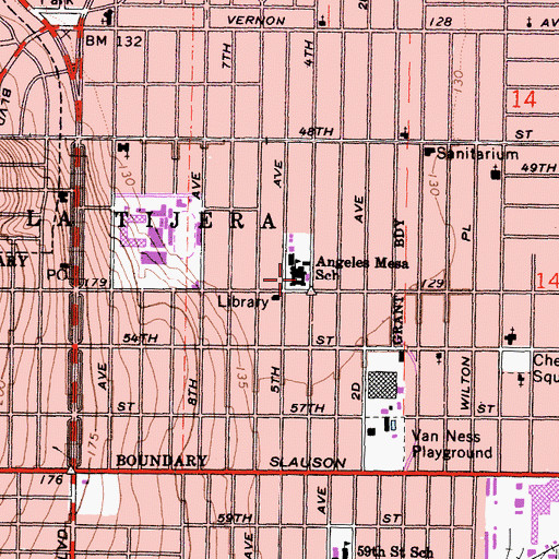Topographic Map of Angeles Mesa Elementary School, CA