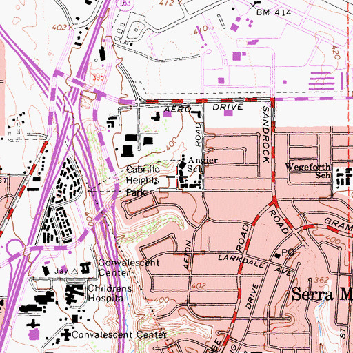 Topographic Map of Angier Elementary School, CA