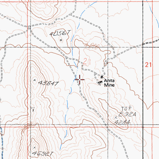 Topographic Map of Anita Mine, CA