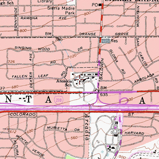 Topographic Map of Anoakia School, CA
