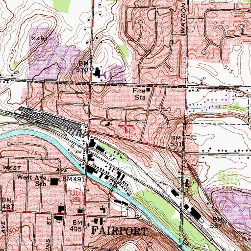 Topographic Map of North Side Public School (historical), NY