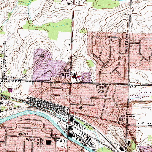 Topographic Map of Monroe County Baptist Home, NY