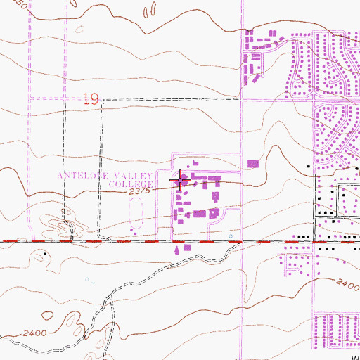 Topographic Map of Antelope Valley College, CA