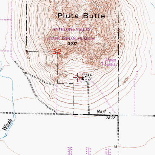 Topographic Map of Antelope Valley Indian Museum, CA