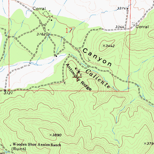 Topographic Map of Antimony Ridge, CA