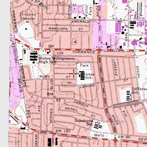 Topographic Map of Anza Elementary School, CA