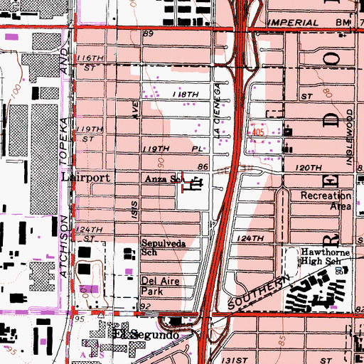 Topographic Map of Anza School, CA