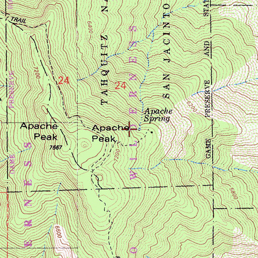 Topographic Map of Apache Spring, CA