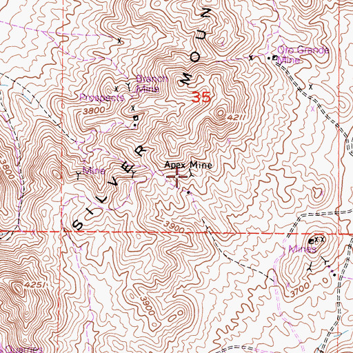 Topographic Map of Apex Mine, CA