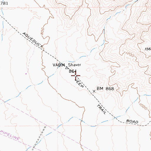 Topographic Map of Aqueduct Jeep Trail, CA