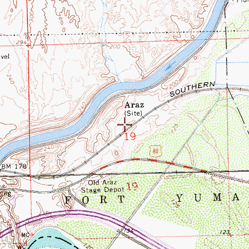Topographic Map of Araz, CA