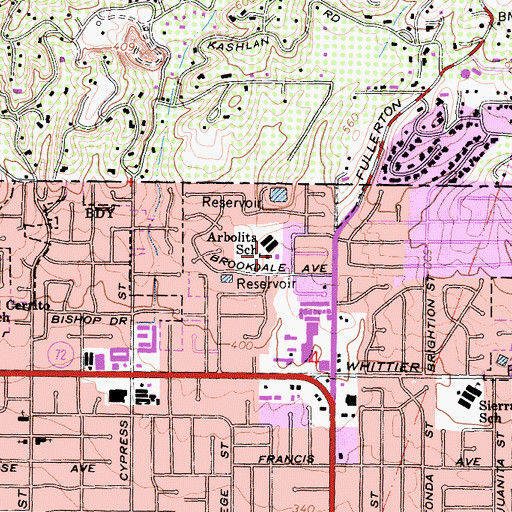 Topographic Map of Arbolita Elementary School, CA