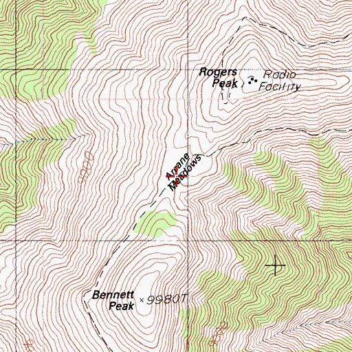 Topographic Map of Arcane Meadows, CA