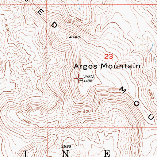 Topographic Map of Argos Mountain, CA