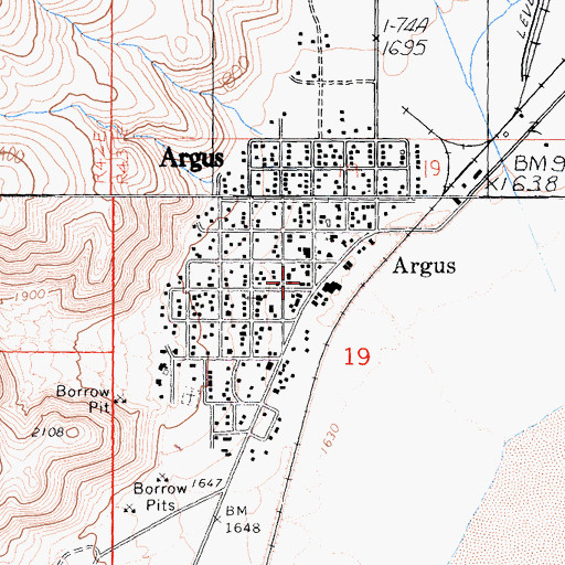 Topographic Map of Argus, CA