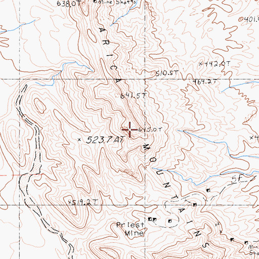 Topographic Map of Arica Mountains, CA