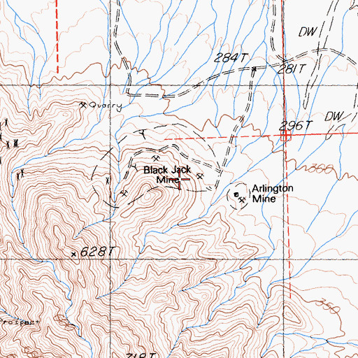 Topographic Map of Arlington Mine, CA