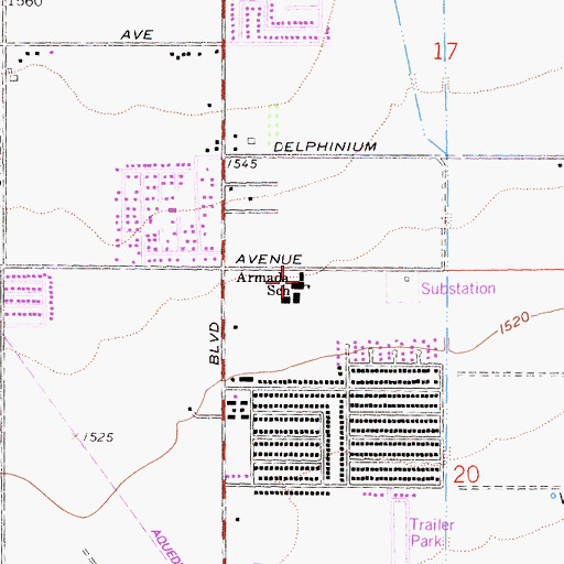 Topographic Map of Armada Elementary School, CA