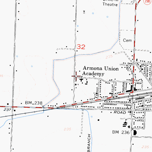 Topographic Map of Armona Union Academy, CA