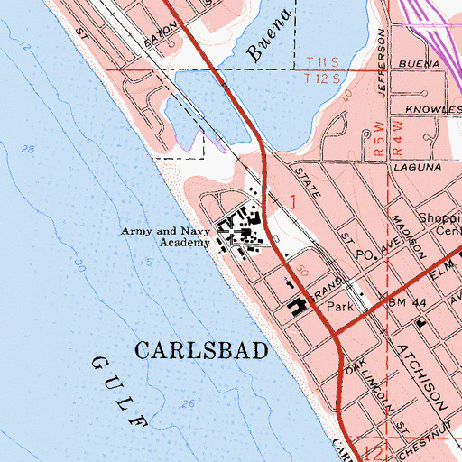 Topographic Map of Army and Navy Academy, CA
