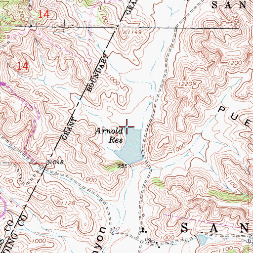 Topographic Map of Arnold Reservoir, CA